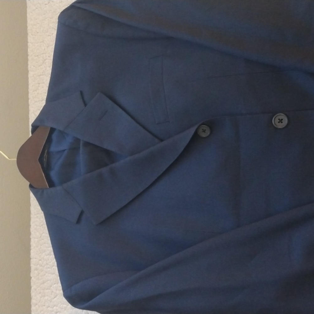 Vintage Brooks Brothers Solid Navy Blue Worsted Wool Suit 43R